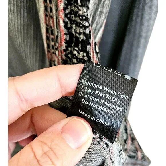 POL Oversized Patchwork Knit Tunic Top S Boho Festival - Picture 7 of 8